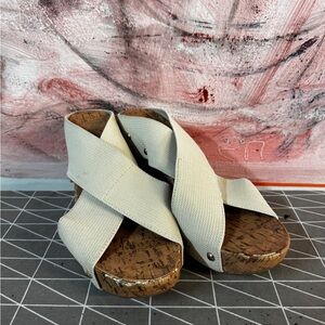Stylish Cream Sandals, cork wedges